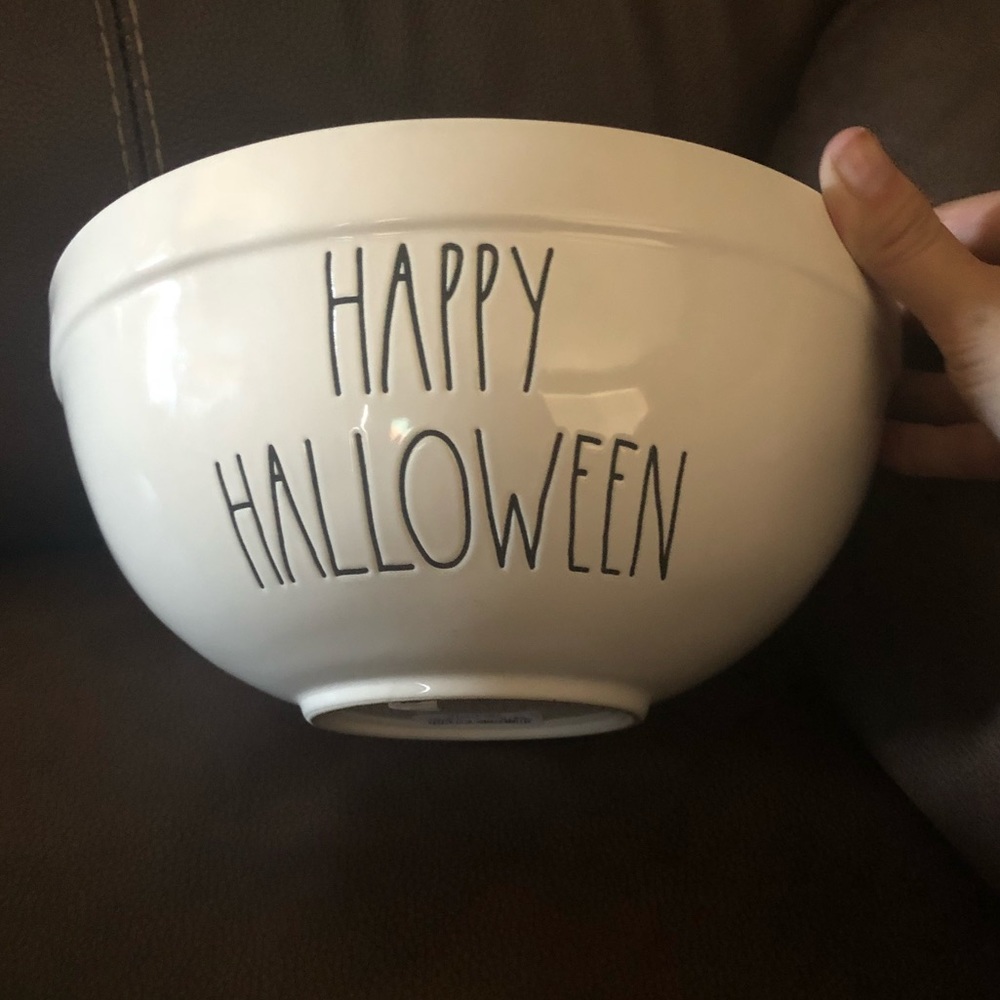 Happy Halloween large ceramic bowl Rae Dunn orange